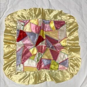 Vintage Handmade Satin Patchwork Quilted Pillowcase
